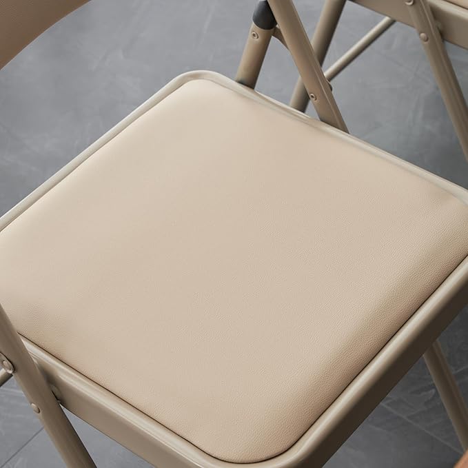 4 Pack Light Brown Folding Chairs with Padded Seats, Portable Foldable Chairs for Indoor and Outdoor, Commercial Seat with Metal Frame for Events Office Wedding Party, 330lbs Capacity