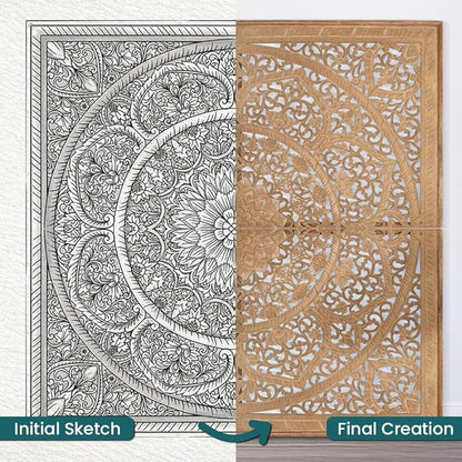 Queen Wood Headboard Rustic | Carved Full Head Board Only | Wooden Wall Art Full Size Bed | Wall Mount Decor King or Queen | Bed Headboard Panels