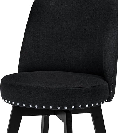 MINCETA Bar Stools Set of 4, 26 Inch Upholstered Barstools with High Back and Footrest, Swivel Counter Height Barstools for Kitchen Island Home Bar Black