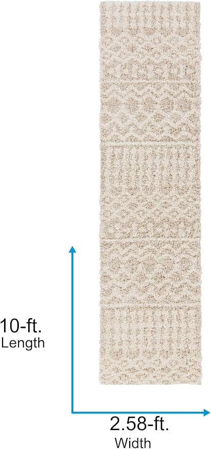 Livabliss Hapsburg Moroccan Shag Runner Area Rug,2'7" x 10',Beige