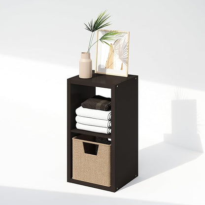 Furinno Cubic Closet Organizers and Storage, 2-Cube Closet Organizer, Open Shelf Closet Storage, Extra Thick Frame for Wardrobe, Bedroom, Living Room, Dark Oak