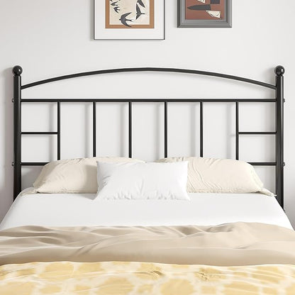 VECELO Metal Full Size Headboard - 42.91 Inches Tall, Arching Lines Design, Easy Assembly, Modern Farmhouse Style Steel Headboard for Bedroom - Black