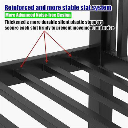 Latest Upgrade & Stronger Steel Queen Over Queen Bunk Bed, Heavy Duty Thickened More Rust-Proof Metal Bunk Queen Bed with Enhanced Legs & Slats (Easier Assembly)