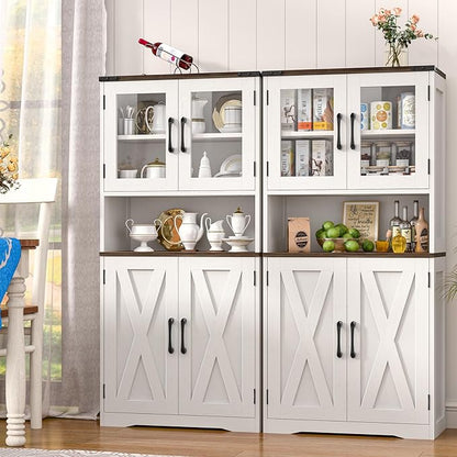 Bathroom Storage Cabinet with Adjustable Shelves, Farmhouse Kitchen Pantry, Rustic Style Cabinet