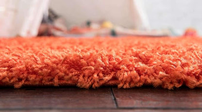 Unique Loom Solid Shag Collection Area Rug (2' 6" x 13' 1" Runner, Tiger Orange)