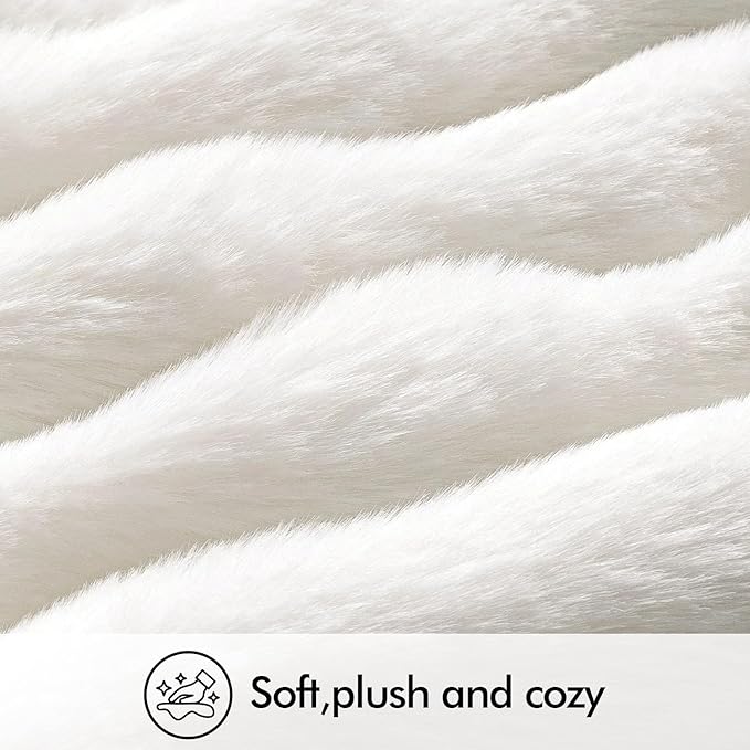 MIULEE Faux Fur Pillow Covers Thick Soft Plush Christmas 26x26 Inch Pack of 2 Euro Throw Pillows Luxury Home Decor for Winter Holiday Bed Couch Bedroom Living Room Sofa,White