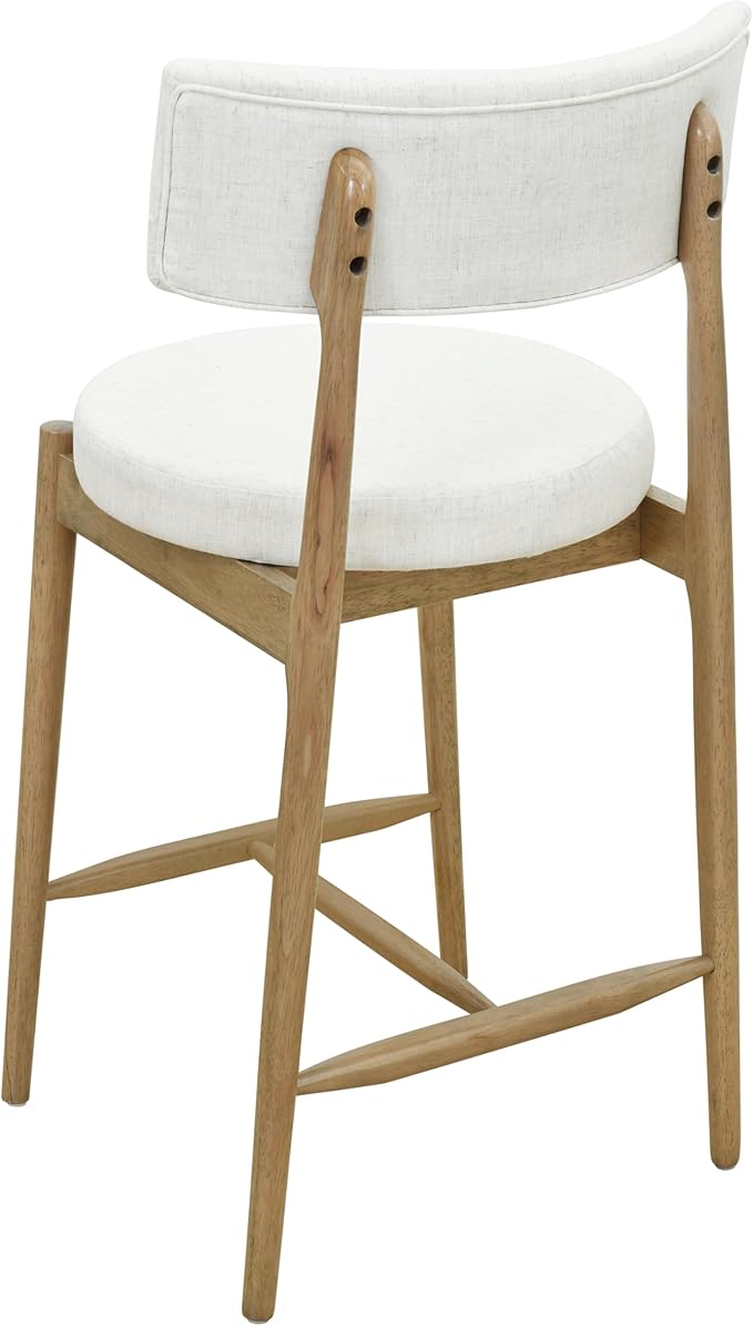 Christopher Knight Home Ebany 25.50" H Barstools Set of 2, Upholstered Counter Stool, Comfy Backrest Kitchen Stool, Rubberwood Frame Stool Chair, Bistro Chair for Kitchen Dining Room, Beige+Nature