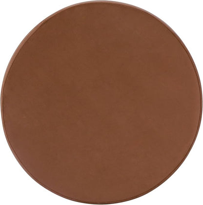 HomePop Home Decor | Upholstered Round Storage Ottoman | Ottoman with Storage for Living Room & Bedroom, Spice Orange Velvet Large
