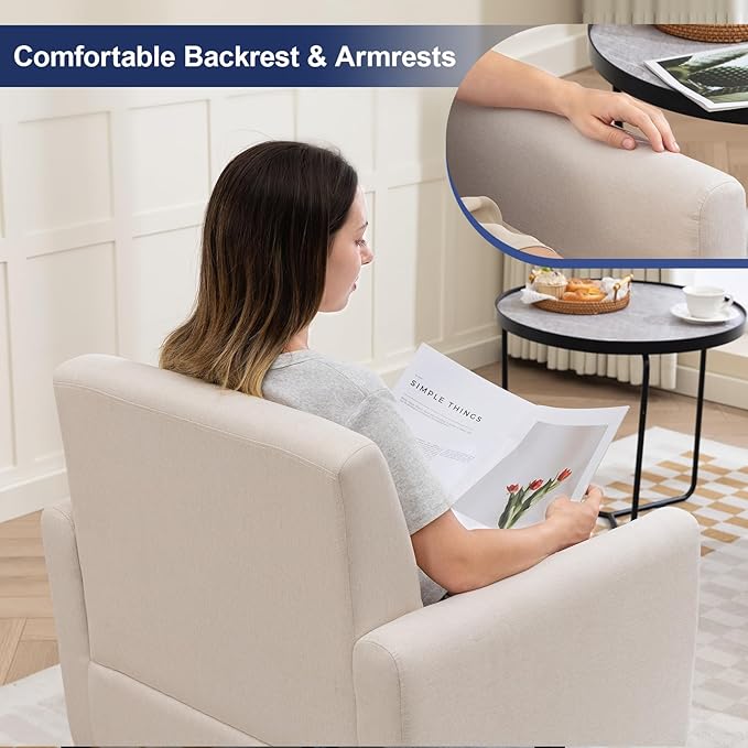 Accent Chairs Set of 2, Mid Century Modern Living Room Chairs Comfy Reading Chair with Upholstered Cushion Relax Armchair for Bedroom Apartment,Office, Begie