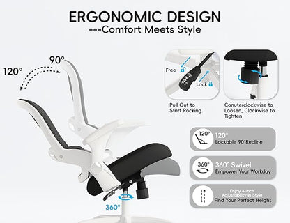 TRALT Beige Gaming Chair - Ergonomic Office Chair with Back Support, Home Office Desk Chairs, Computer Chair, 330lbs Wide Seat Big and Tall Office Chair for Professionals (White Black)