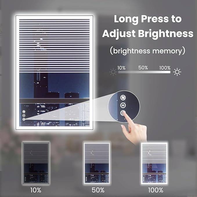 WTTY 24"X32" LED Bathroom Mirror with Black Frame, Bathroom Vanity Mirror with Lights for Wall, Front Light and Backlit, Anti-Fog, Dimmable, 3 Colors, Shatterproof, Memory, Horizontal/Vertical