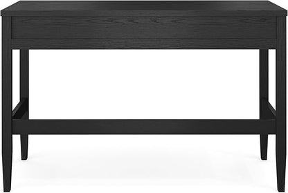 Martha Stewart Rhett Home Office Desk with 3 Drawers and Tapered Legs in Black with Oil Rubbed Bronze Hardware