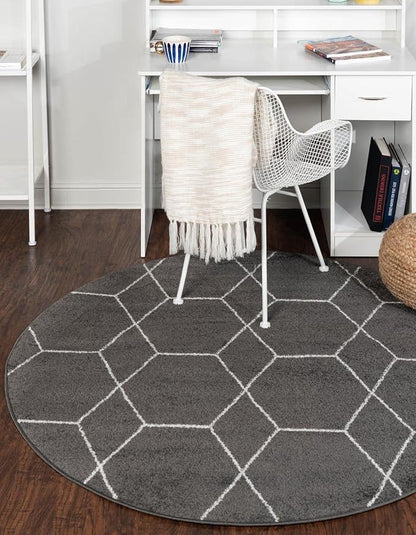 Unique Loom Trellis Frieze Collection Area Rug - Geometric (10' Round Dark Gray/Ivory)