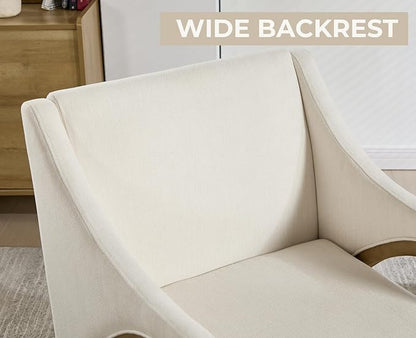 EALSON Modern Accent Chairs Set of 2 Comfy Living Room Chairs with Wooden Frame and Armrest Mid Century Upholstered Fabric Reading Lounge Armchairs for Living Room/Bedroom/Balcony, Chenille White