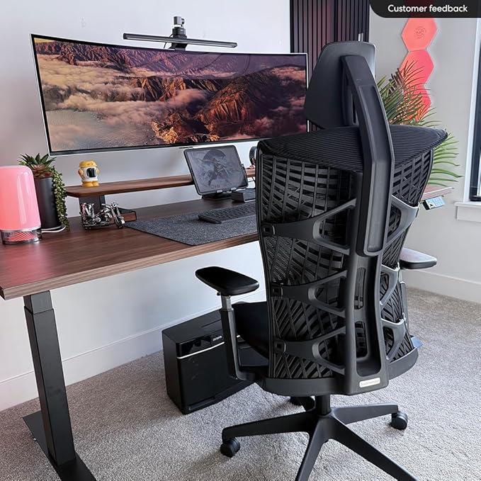 AUTONOMOUS ErgoChair Ultra 2 Ergonomic Office Chair Mesh Black Adjustable Lumbar Support, Rolling Swivel - Home office Desk Chairs with Headrest & Arms - Ergonomic Desk Chair Comfy for Gaming & Office