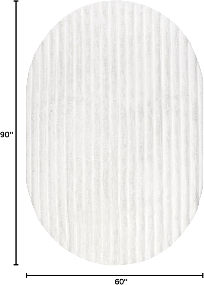 nuLOOM Oval 5' x 7'6" Cozy Plush Area Rug, Machine Washable, Non-Slip, Soft Fluffy Shag Carpet for Living Room Bedroom Kids Room Nursery Home Decor, Kai Off-White