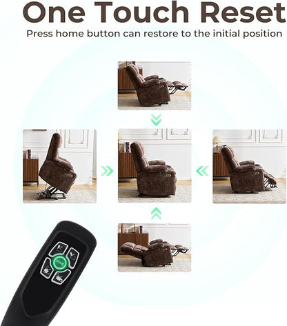 Oversized Power Recliner Chair for Elderly with Massage and Heat, Dual Motor Lay Flat Recliner with Arm Storage，Lift Chair for Big Tall, Infinite Position,Extended Footrest, Coffee