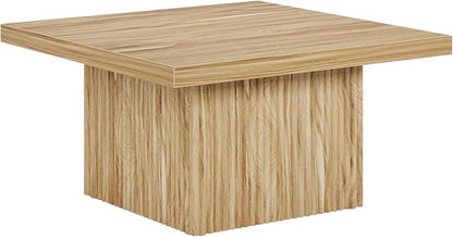 Tribesigns Square Coffee Table, 31.5-Inch Fluted Coffee Table, Mid-Century Modern Living Room Table, Large Cocktail Table for Living Room, Easy Assembly, Oak