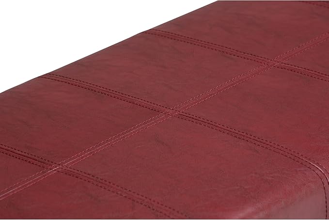 SIMPLIHOME Dover 36 inch Wide Contemporary Rectangle Storage Ottoman Bench in Radicchio Red Vegan Faux Leather, Assembled, for the Living Room, Entryway and Family Room