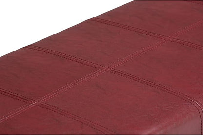 SIMPLIHOME Dover 36 inch Wide Contemporary Rectangle Storage Ottoman Bench in Radicchio Red Vegan Faux Leather, Assembled, for the Living Room, Entryway and Family Room