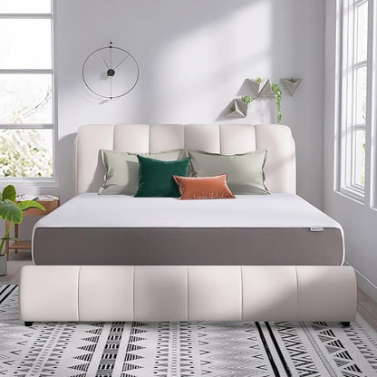 Amazon Basics Memory Foam Mattress, Medium Firm, 12 Inch, King, White/Grey, 80" L x 76" W x 12" Th