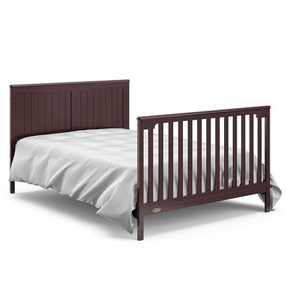 Graco Hadley 5-in-1 Convertible Crib with Drawer (Espresso) – GREENGUARD Gold Certified, Fits Standard Crib Mattress, Converts to Toddler Bed, Daybed and Full Bed, 4 Adjustable Mattress Heights