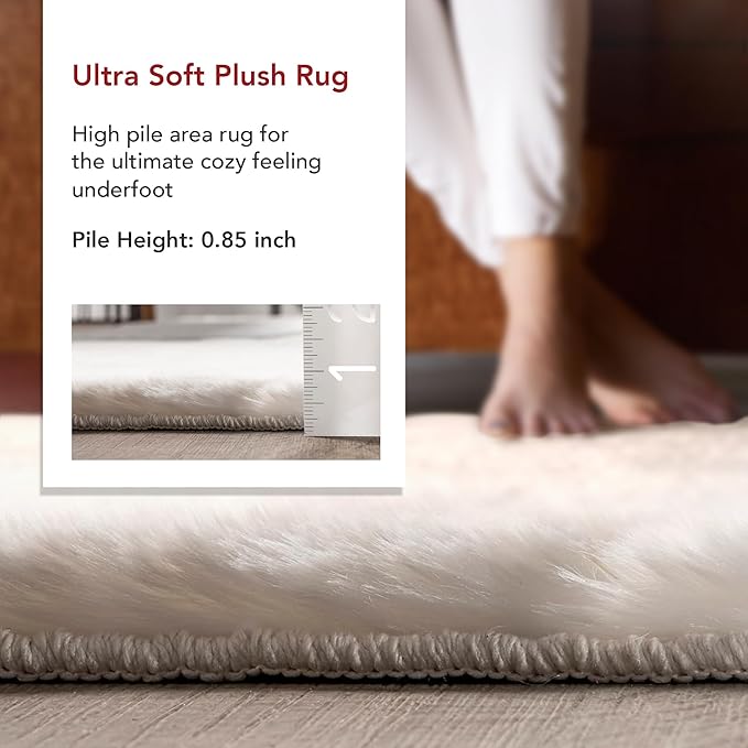 nuLOOM 2'6" x 8' Cozy Plush Area Rug, Machine Washable, Non-Slip, Soft Fluffy Shag Carpet for Living Room Bedroom Kids Room Nursery Home Decor, Amy White
