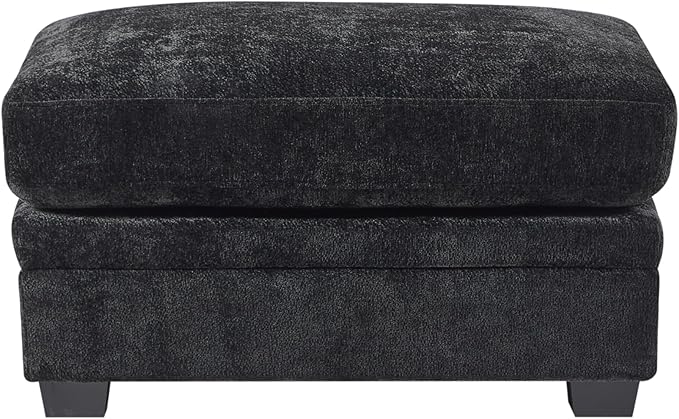 Christopher Knight Home Zery 7-Piece U-Shape Lounge Sofa Couch with Ottomans, Modern Modular Sectional Sofa Set with Pillow Back for Living Room, Chenille Upholstered Cloud Couch with Deep Seat,Black
