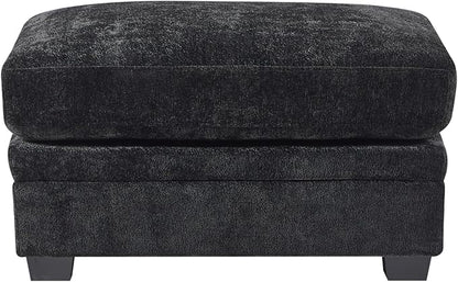 Christopher Knight Home Zery 7-Piece U-Shape Lounge Sofa Couch with Ottomans, Modern Modular Sectional Sofa Set with Pillow Back for Living Room, Chenille Upholstered Cloud Couch with Deep Seat,Black