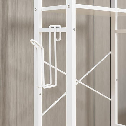 IRONCK Over The Toilet Storage Rack with Cabinet and Drawer, 6 Tier Bathroom Organizer Shelves Space Saver with Adjustable Shelf, Sliding Door, Paper Hook, White