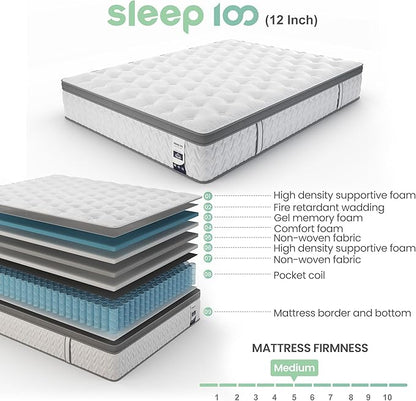 King Mattress 10 Inch – Hybrid Mattresses for Back Pain, Extra Lumbar & Shoulder Support, Fiberglass-Free & No Odor, 365-Night Trial