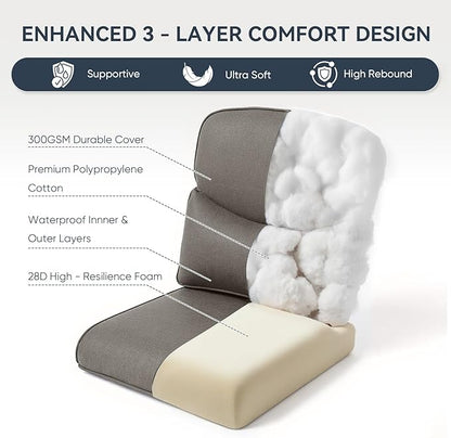 Outdoor Rattan Chair Cushions 2 Packs - Outside High Back Comfortable Thickened Pillow 22x24 with Zipper Cover for Patio Rocking Swivel Chairs Loveseat Sofa – Grey/Crescent