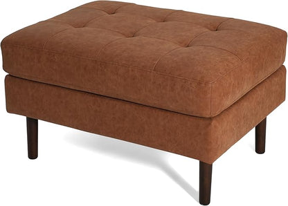 Christopher Knight Home Alcott Leather Ottoman Foot Rest, Upholstered Foot Stools Pouf Ottoman, Sofa Foot Rest for Living Room, Modern Coffee Table, Entryway Rectangle Small Footstool, Reddish Brown