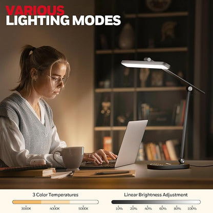 Honeywell Desk Lamp for Home Office, H4 Sunturalux™ Eye-Caring LED Desk Light, 700LM Dimmable Desk Lamp with Timer, Adjustable Desk Reading Light, Touch Auto Dimming Table Lamp for Study, Bedroom