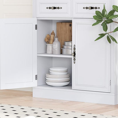 71.4" Tall Bookshelf with Drawers & Cabinet, 5-Tier Floor Standing Bookcase with Storage Doors, Adjustable Shelves & Metal Handles, 31.5" Wide Organizer for Home Office, Living Room
