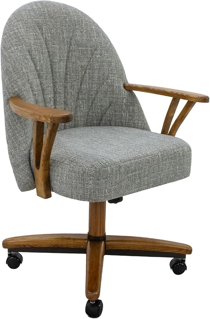 Chromcraft Swivel Tilt Chairs, Luxe Wooden Arm All-Metal Pedestal Base Chairs with Wheels for Kitchen