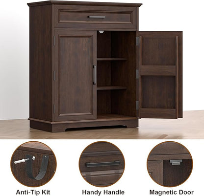 Kitchen Storage Cabinet with Drawer, Buffet Cabinet with Storable Door, Modern Floor Sideboard, for Living Room, Entryway,Cherry