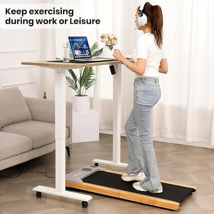 Electric Adjustable Standing Desk with Wheels, 63'' x 24''Sit Stand Desk with Dual Crossbeam and Mouse Pad, 27''-46'' Lifting Range Computer Table with Ergonomic Arc Desktop (Oak Arc)