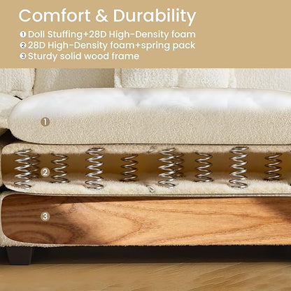 147.8" U Shaped Modular Sectional Sofa, Comfy Cloud Couch with Movable Ottoman, Deep Seat Modular Sofa, Sectional Couches for Living Room, Bedroom, Apartment (Beige)
