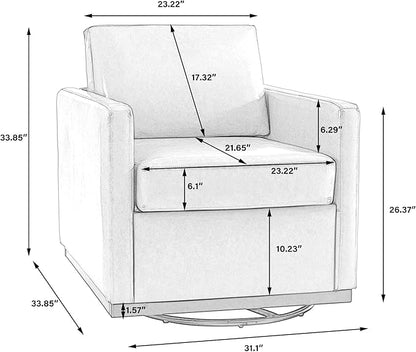 UIXE Swivel Accent Chairs Set of 2, Chenille Upholstered Armchair Comfy Club Chair for Living Room, Mid Century Modern Arm Chair Single Sofa Nook Bedroom Side Reading Seat - Gray