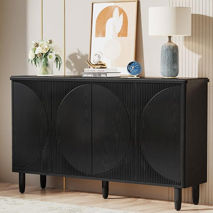 Tribesigns Buffet Cabinet Sideboard with Storage, Modern Storage Cabinet Sideboard Buffet Table with Doors for Living Room Kitchen Dining Room (Black)