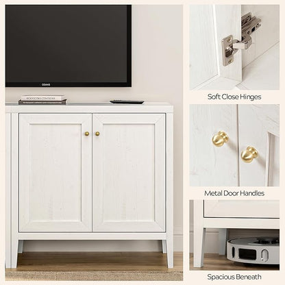63" Large Buffet Cabinets Set of 2, Farmhouse Sideboard Cabinet with Storage, Accent Credenza Cabinet, Wood Kitchen Cabinets, Coffee Bar Console Table for Living, Dining Room, Antique White