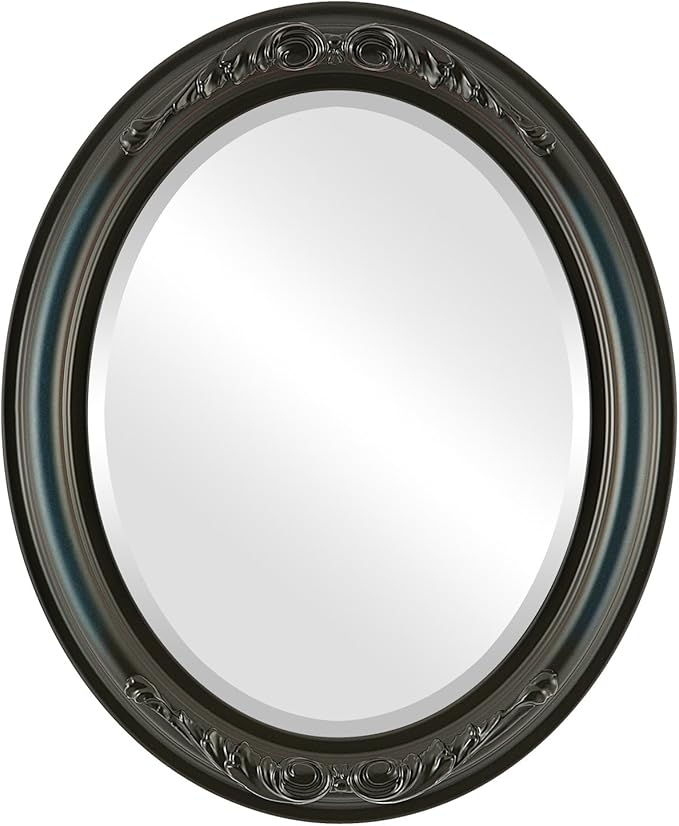 OVALCREST Oval Beveled Wall Mirror for Home Decor - Florence Style - Royal Blue - 28" x 22"