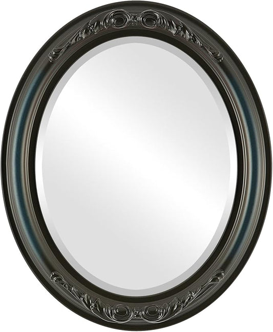 OVALCREST Oval Beveled Wall Mirror for Home Decor - Florence Style - Royal Blue - 28" x 22"