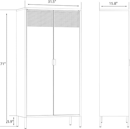 71 inches Black Metal Storage Cabinet with Doors and Shelves, 5 Tier Pantry Cabinet, Metal Cabinet for Home, Office, Dining, Laundry, Living, Bathroom and Utility Use