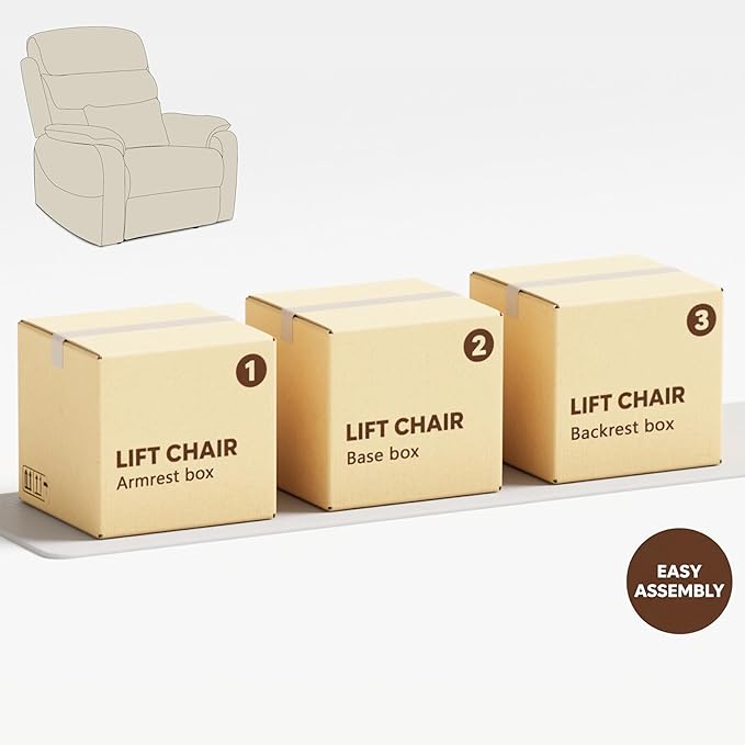 Power Lift Recliners Chairs for Elderly Adults Lay Flat Recliner with Heat & Massage, Wireless Charging Device, USB Ports, Cup Holder, Lumbar Pillow, 400Lbs（Grainy Fibric,Oatmeal）