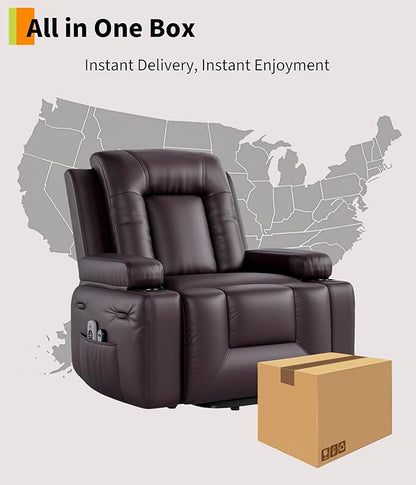 GarveeHome Oversized Electric Lift Recliner Chair - Heat and Massage, PU Leather Power Lift Recliner for Elderly & Mobility Impaired, Adjustable Back and Legs, Heavy Duty Lift Chair for Seniors
