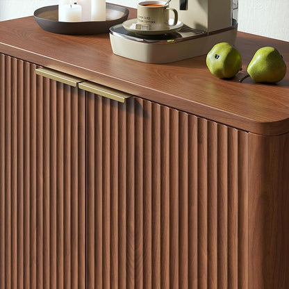 Evermagin 31.5" Walnut Buffet Cabinet with Storage, Small Sideboard Cabinet, Mid Century Modern Accent Credenza, Fluted Console Table with Doors for Dining Room, Kitchen, and Living Room