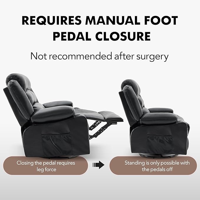 Oversized Recliner Chairs for Adults, 360° Swivel Rocking Recliner with Heat and Massage Lazy Boy Recliner,Recliner Chairs Single Sofa Seat with Cup Holders