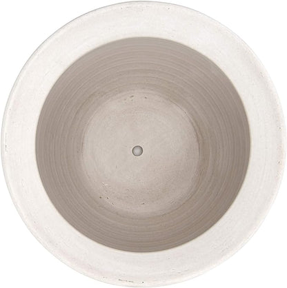 Creative Co-Op Large Matte White Embossed Stoneware Planter